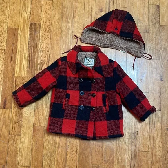 Vintage Buffalo Plaid Fieldston 3T coat with detachable hood